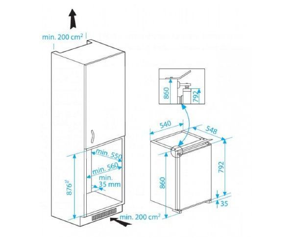 მაცივარი BEKO B 1752 HCA b100 (ჩასაშენებელი)