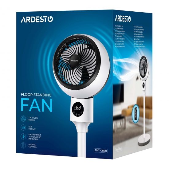ვენტილატორი ARDESTO, 50W, remote control, display, black and white