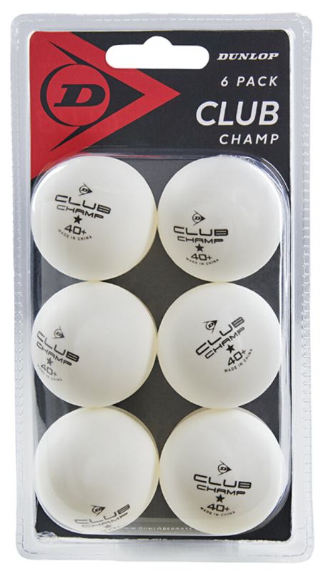 მაგიდის ტენისის ბურთი 6 ცალი Dunlop CLUB CHAMP 1 star 6pcs White