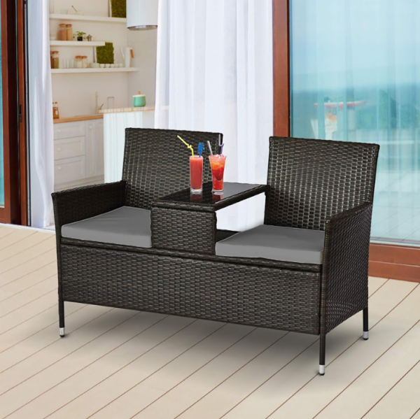 2 ადგილიანი მოწნული ავეჯი ბალიშებითა და მაგიდით FLEXY AJ-SFS044